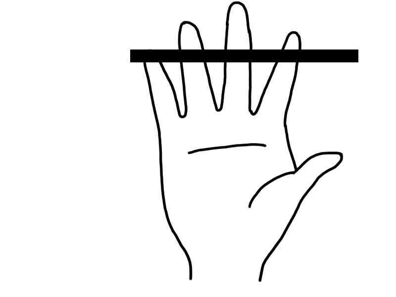 棒を置いた右手